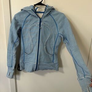 Lululemon Athletica Blue and White Striped Scuba Jacket